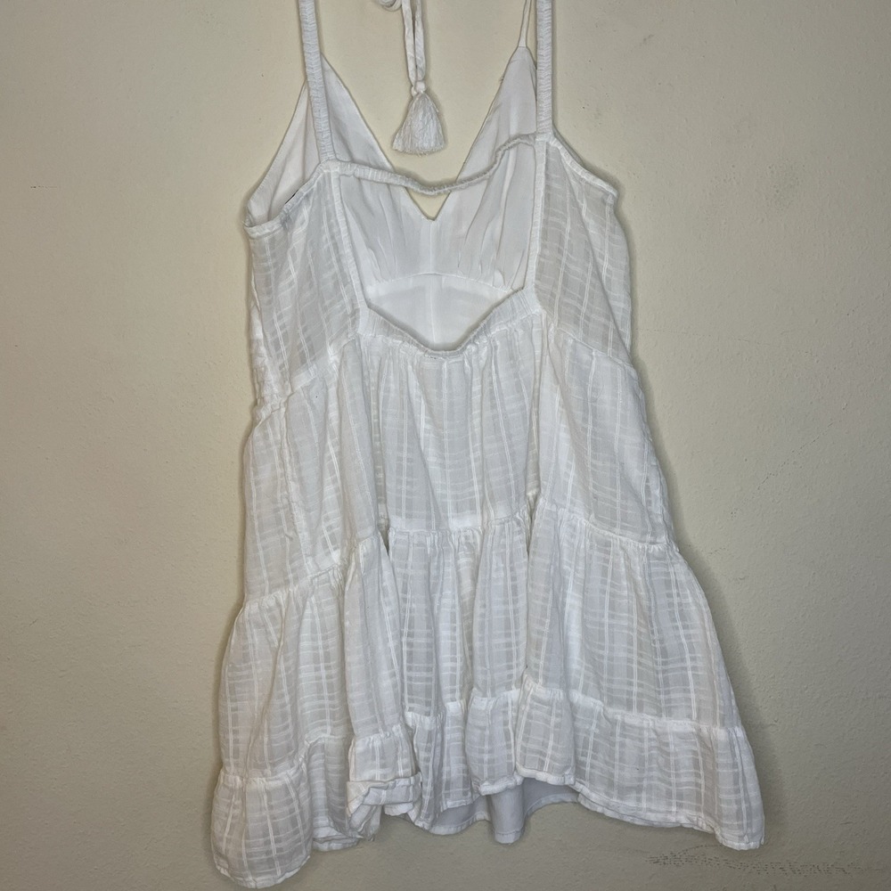 American Eagle White Babydoll Mini Dress Strappy Open‎ Back Size Large NWT - Picture 3 of 11